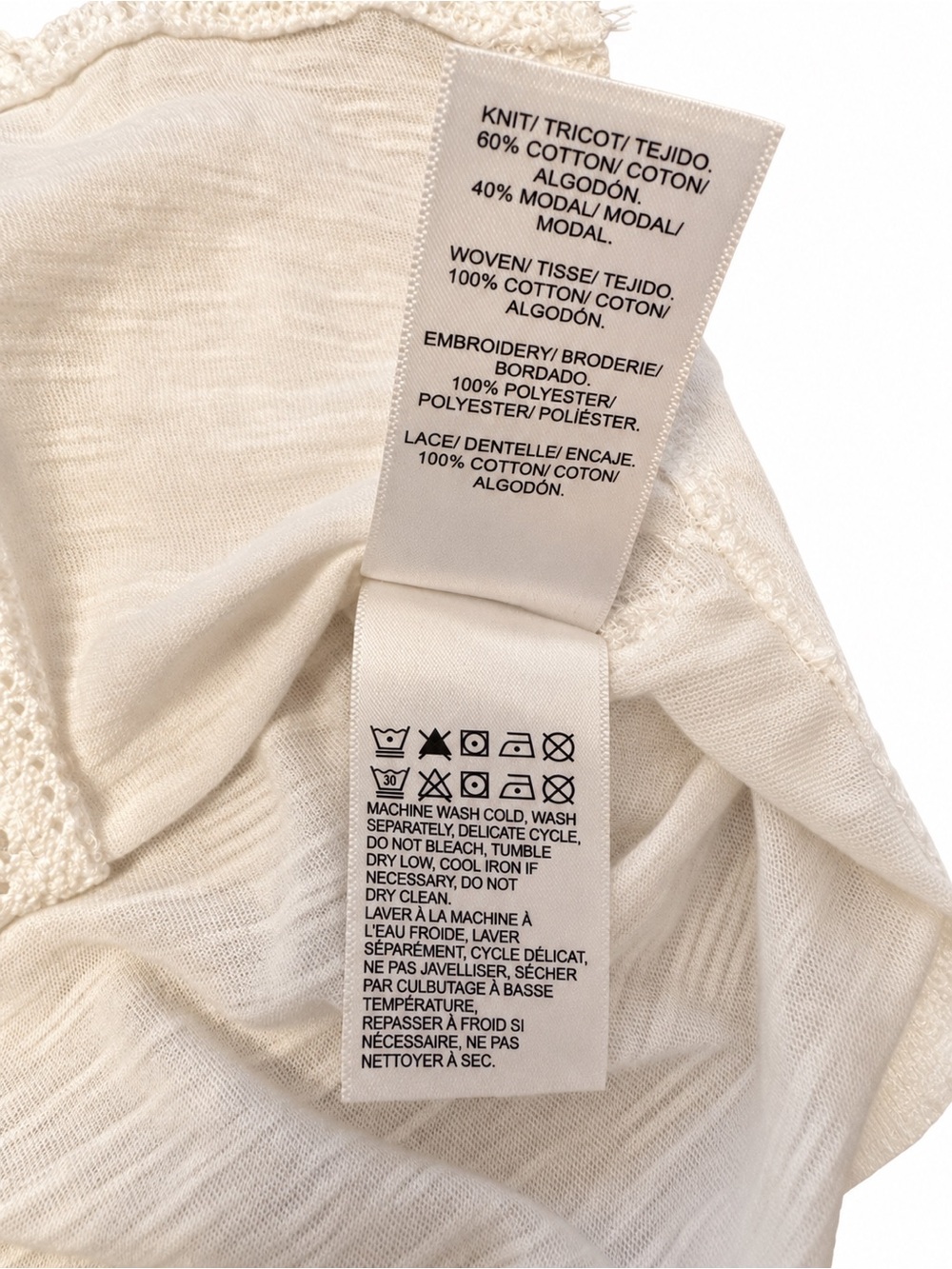 Lucky Brand Cream Embroidered Lace Tassel Boho Tunic Tank Top Small - Picture 8 of 8
